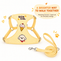 Paweno milky yellow dog harness and leash set for everyday walks