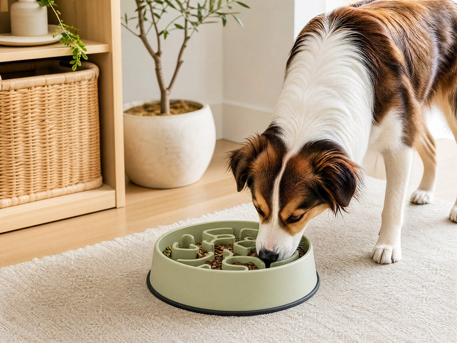 A calmer mealtime for a pet